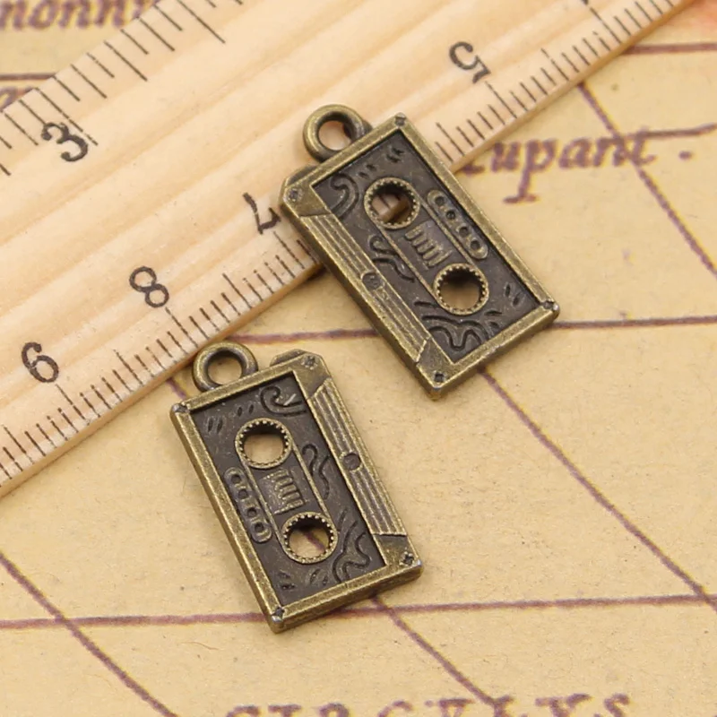 20pcs Charms Retro 80's Cassette Tape 23x12mm Tibetan Silver Color Pendants Antique Jewelry Making DIY Handmade Craft