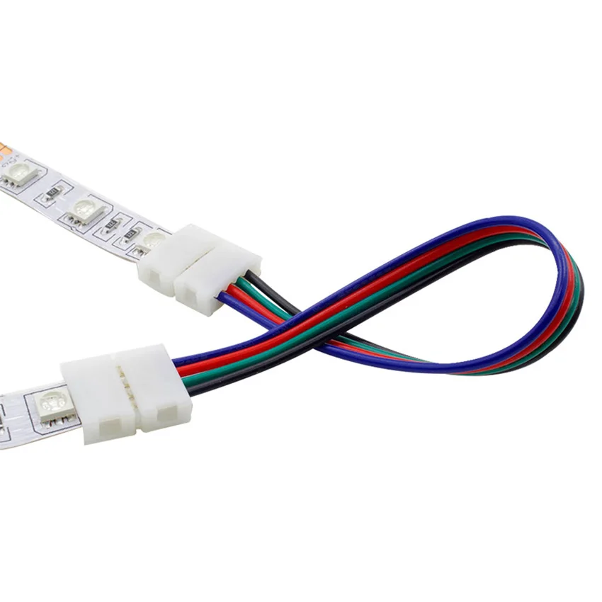 5pcs a lot No Soldering SMD 5050 RGB LED Strip light Connector 4 Pin Adapter 10mm Cable PCB Board Wire connectors No welding