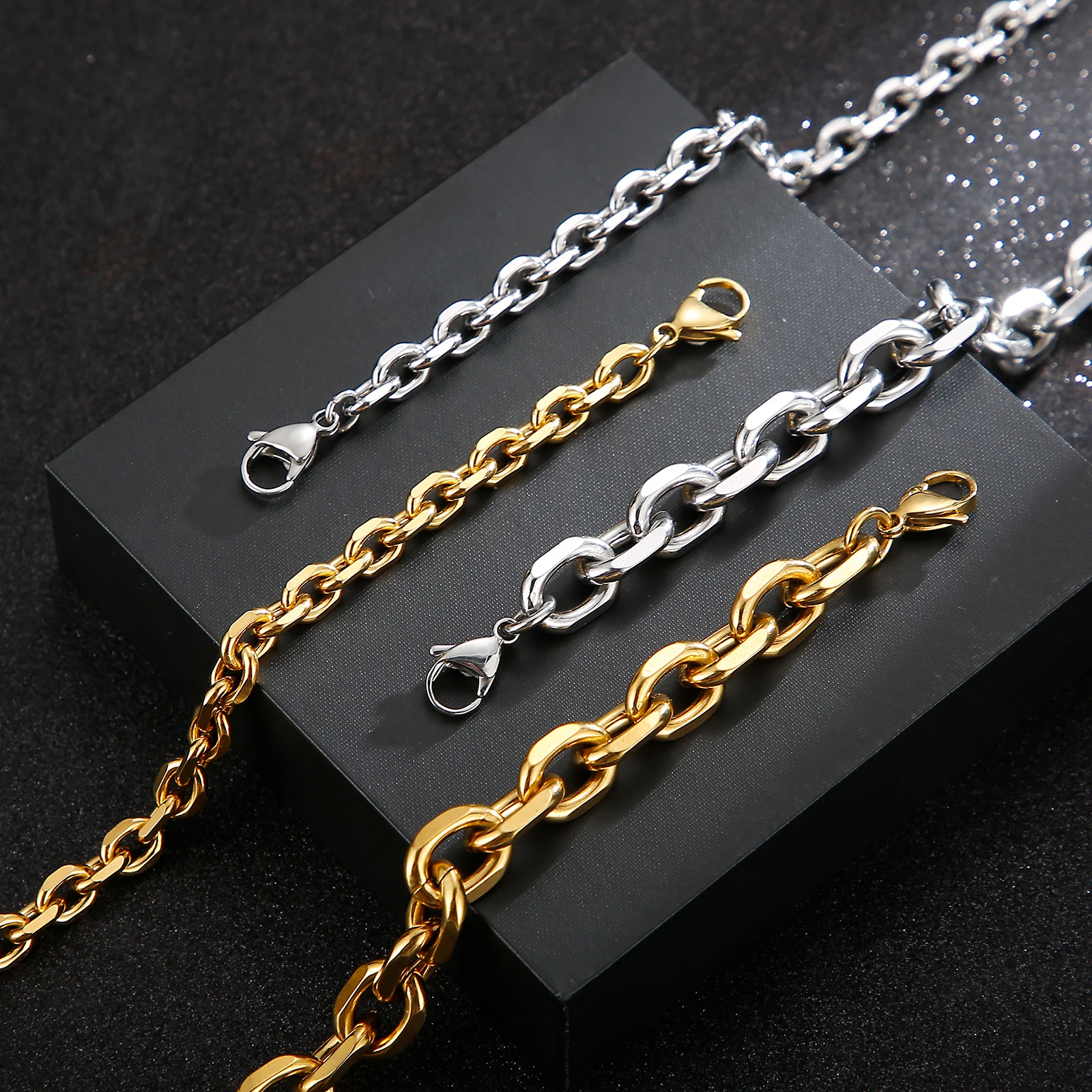 Karen 4mm 5mm 6mm 10mm O-Chain Simple Fashion Men\'s Stainless Steel Bracelet Custom