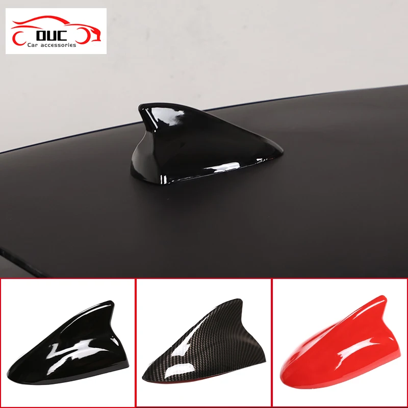 

Universal Car Roof Shark Fin Decoration Antenna Cover Sticker Car Aerial Roof Trim Accessories ABS Carbon Fiber Red Black