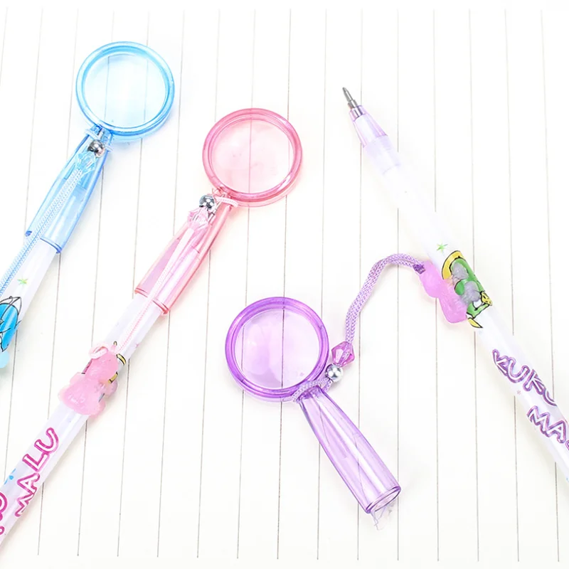 4pc Magnifying Glass Ballpoint Pen Children Creative Gel Pen Cartoon Box Magnifying Glass Pupil Ballpoint Office School Supplies