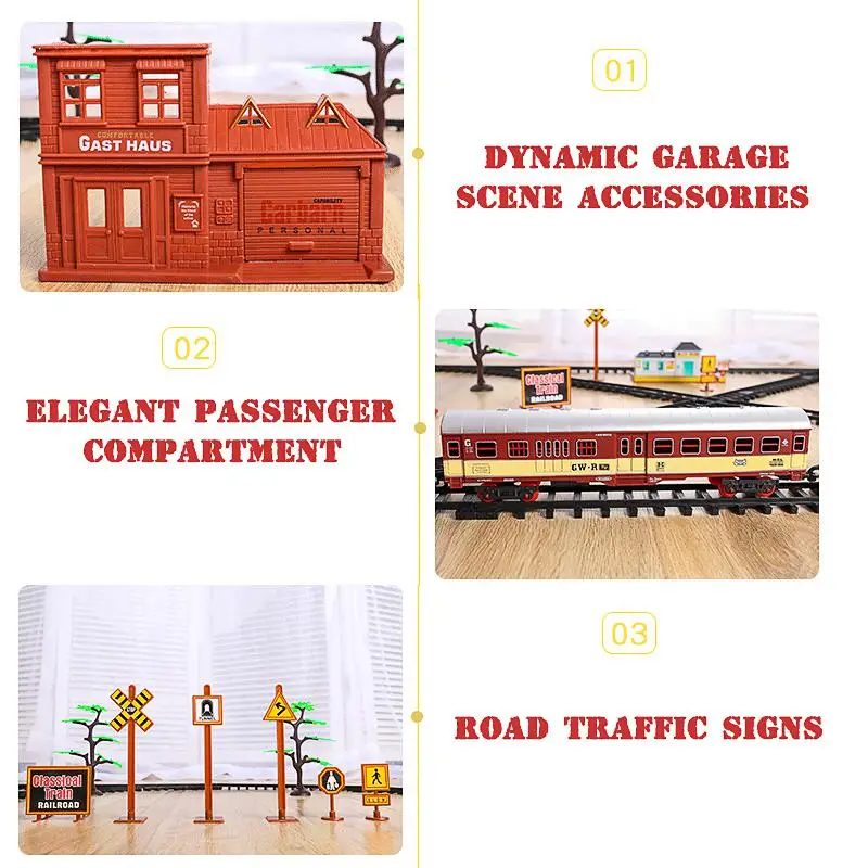 1:43 Scale Die Casting Smoke Simulation Electric Train Toy Rails Dynamic Steam Train Model Railway Set Car Circuit Kids Toys