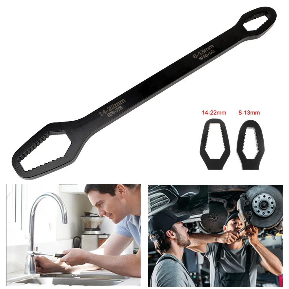 8-22mm Adjustable Glasses Wrench Repairing Tools Torx Wrench Ratchet Spanner for Bicycle Motorcycle Car 45# Stailless Steel