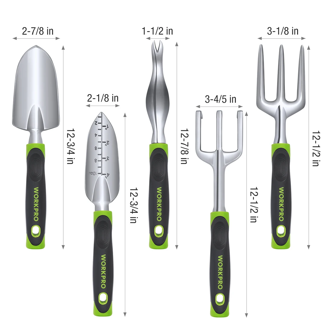 WORKPRO 5 PCS Garden Tool Set Cast Aluminum Outdoor Gardening Work Hand Tools Kit  for Men and Women Including Trowel