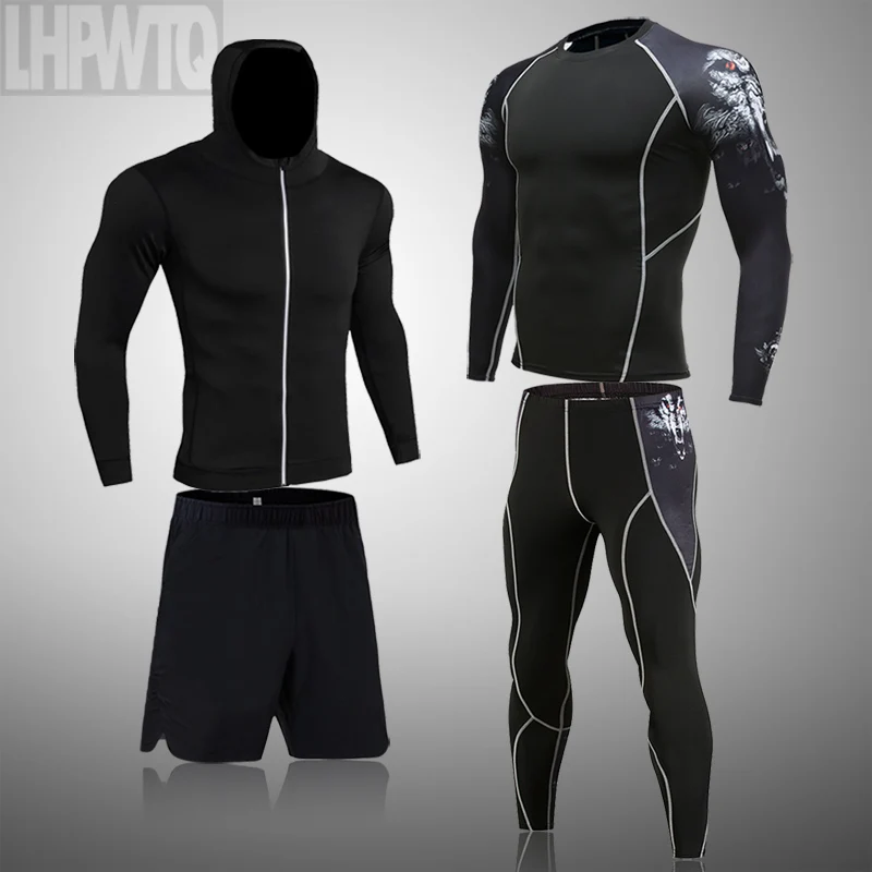 2024 Men Sportswear Compression Suits Breathable Gym Clothes Man Sports Joggers Training Gym Fitness Tracksuit Running Sets 4XL