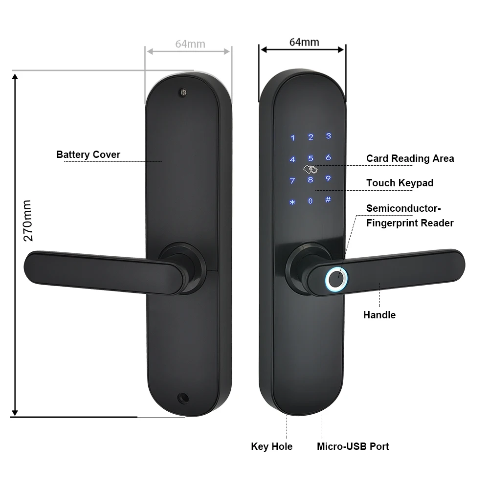 Imagem -02 - Tuya-fechadura Inteligente com Biometria Código Digital Trava por Impressão Digital com Wifi Aplicativo Smart Life