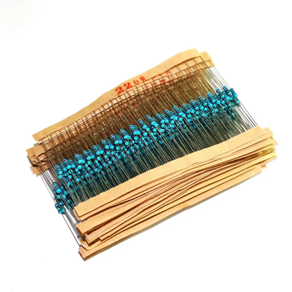 1/4W Five Color Ring Resistance 1% Precision Metal Film Resistor Pack 30 Common Resistance Values 20 for Each Resistance Value