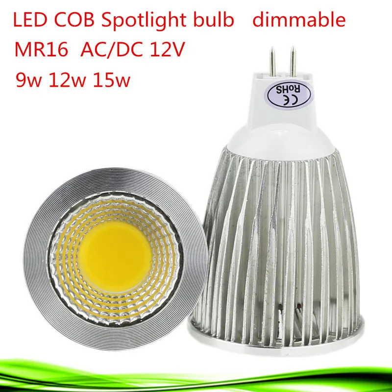 1X Super Bright Lampada LED Spotlight MR16 12V COB 9W 12W 15W LED Bulb Lamp WarmCool White LED Lighting