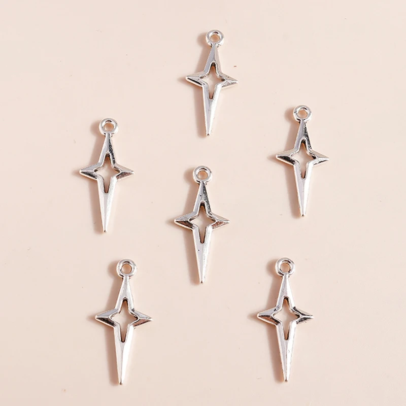 Leslie 50pcs 23*10mm Fashion Polaris Charms for Diy Jewelry Making Accessories Polar Star Charms Necklace Pendants