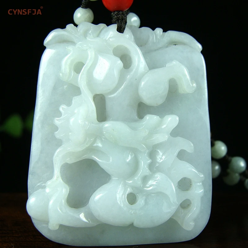 CYNSFJA Unique Real Certified Natural Grade A Burmese Jadeite Lucky Amulet Dragon Jade Pendant  High Quality Hand Carved Gifts