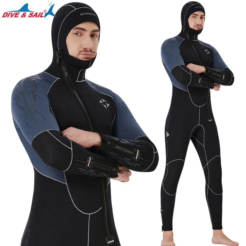 5MM Neoprene Snokeling Diving Suit UPF 50+ Protection Full Body One Piece Long Sleeve Freediving Spearfishing Underwater Wetsuit