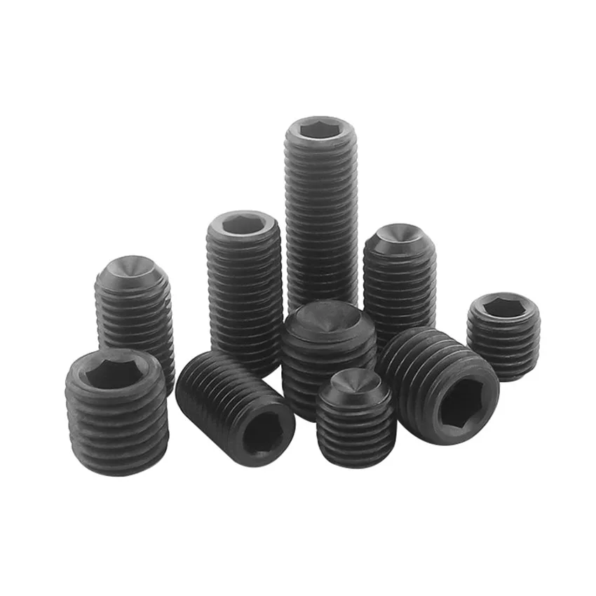 

10/20/50pcs Grub Screw Plain Cup Point Socket Set Screw M3 M4 M5 Black Grade 12.9 Hexagon