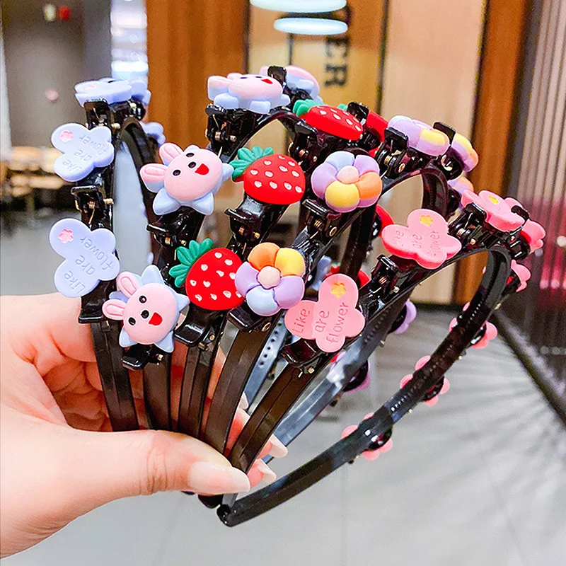 Diadema de plástico con horquillas para niña, accesorios para el cabello, pinzas para el pelo, horquillas, bonitos animales, flores y frutas