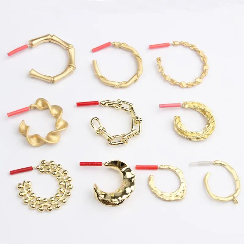 Zinc Alloy  Exaggerated Simple Circle C-Shaped Base Earrings Connector 6pcs/lot For DIY Fashion Earring Accessories