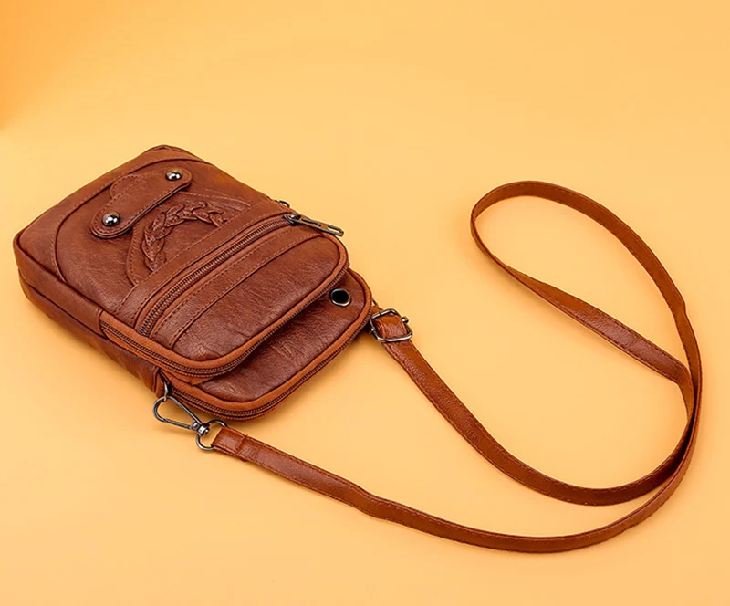 Vintage Pu Leder Umhängetaschen für Frauen kleine Cross body Telefon Geldbörse Handtasche Tasche weibliche Brieftaschen Tasche – Detail 15