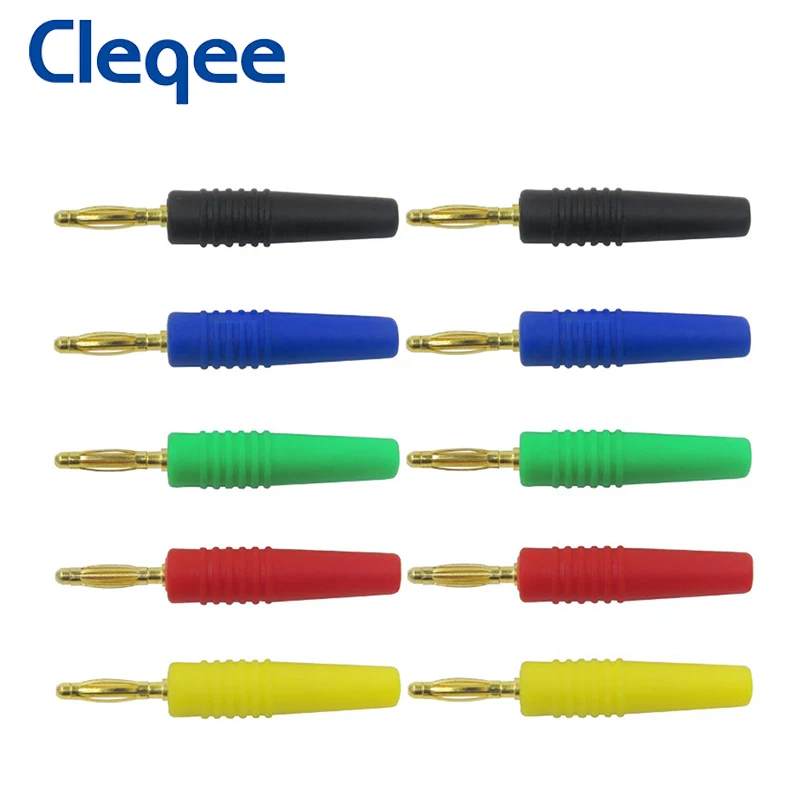 

Cleqee P3011 10PCS 2mm Banana Plug Connector Gold Plated Adapter Welding Type for Electronic Test Leads