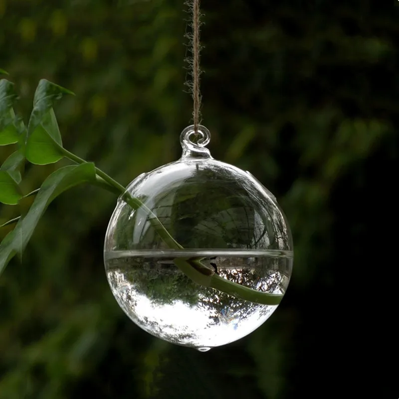 

8pcs/pack Diameter=15cm Middle Size Two Small Holes Glass Terrarium Vase Hanging Globe Container Home Decorative Wedding Props
