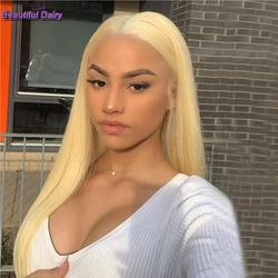 Beautiful Diary Sliky Straight 13x6 Synthetic Wigs Pre Plucked Blonde Wig For Black Women Gluesless Synthetic Lace Front Wigs