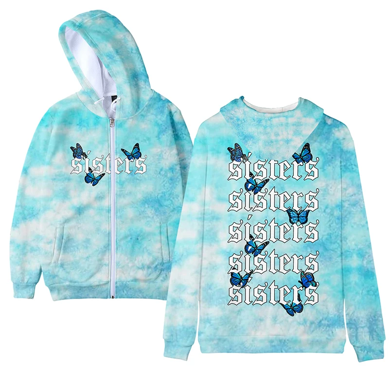 Sisters Butterfly 3d Hoody Fashion Hip Hop Men Women Zipper Hoodies Jacket Tops Casual Hipster Long Sleeve Hooded Sweatshirt 4XL