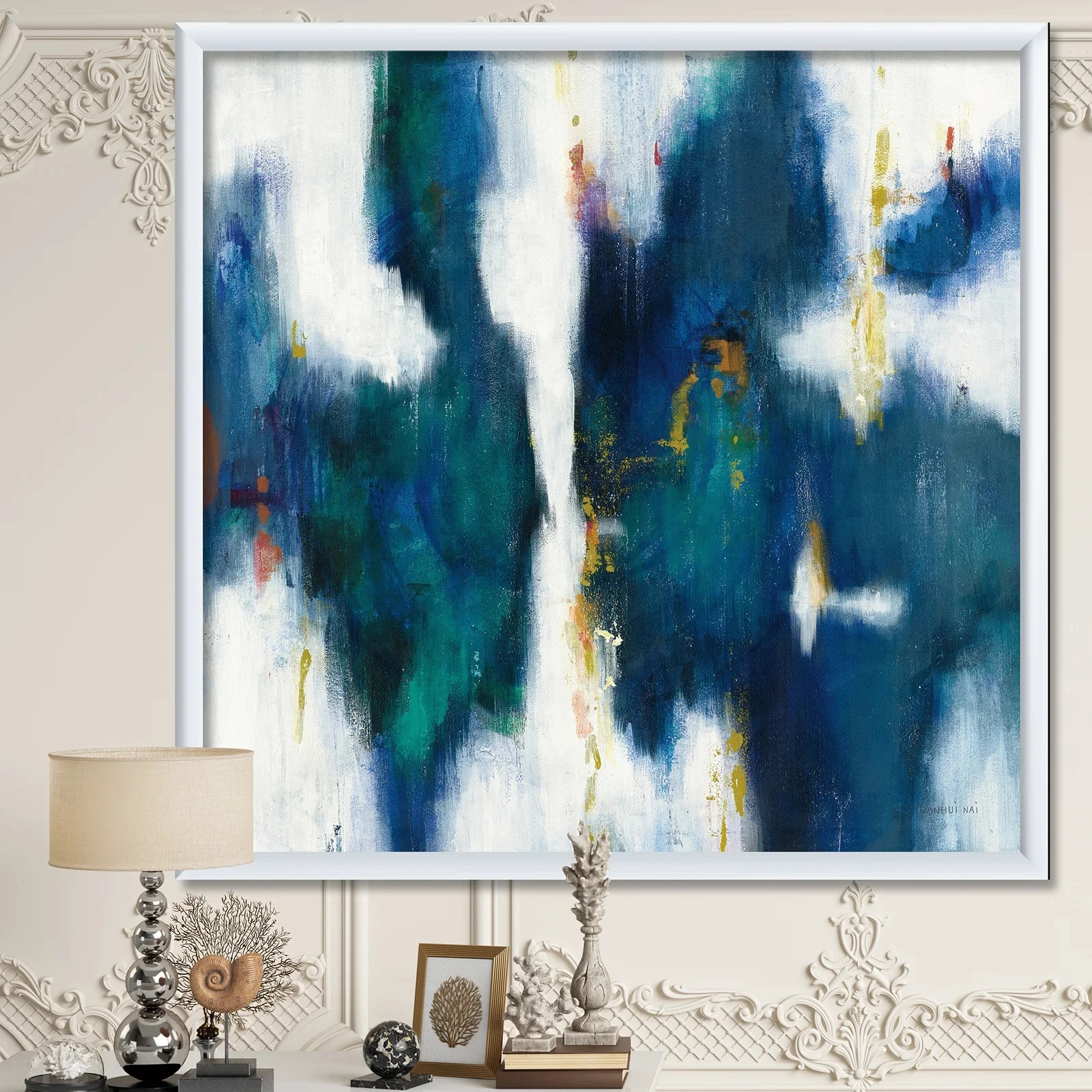 

Handmade Oil Painting Living Room Painting Abstract Painting Large Wall Decor Canvas Painting Modern Art White Blue Canvas Art