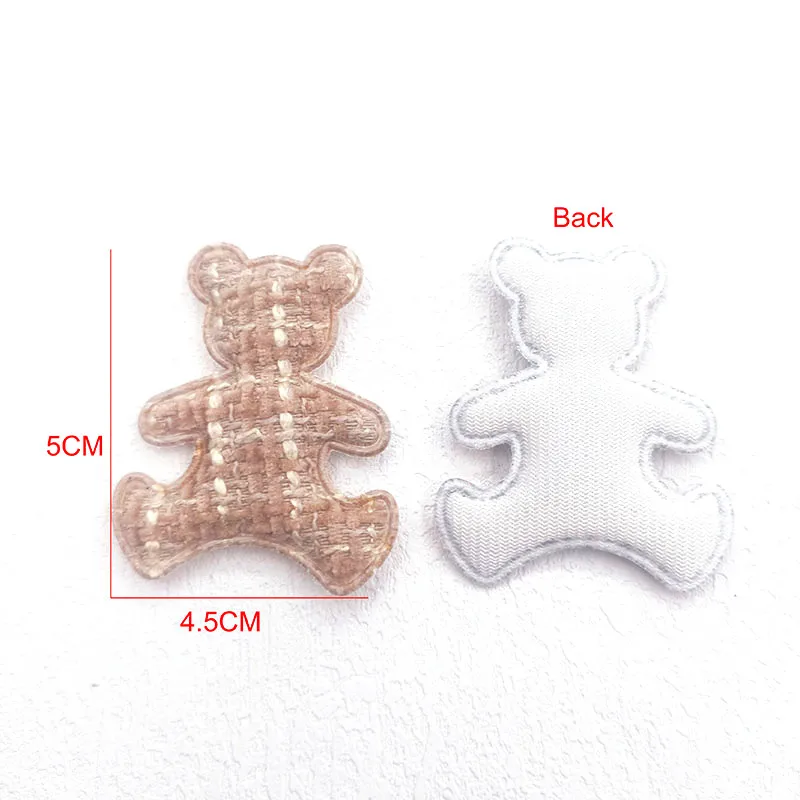 30Pcs/Lot 4.5*5CM Padded Cloth Bear Appliques For DIY Hat Clothes Sewing Patches Handmade Headwear Hair Clips Accessories