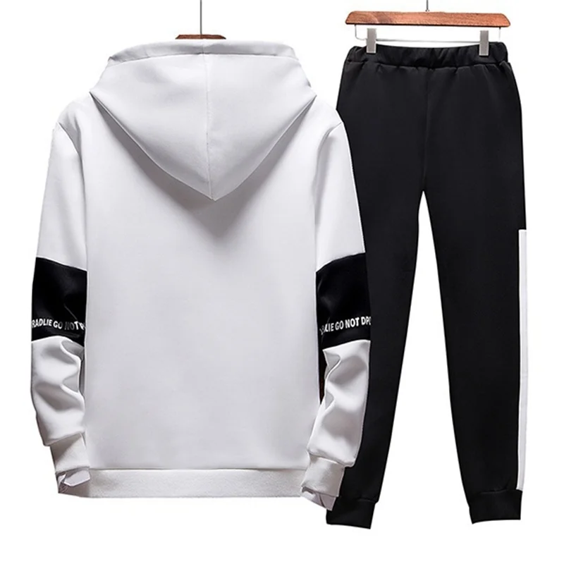 Men\'s Sweatshirt Sets Pullover+Trousers Tracksuit 2 Piece Pant Plain Streetwear Boy Hoodies Joggers Suit Male Clothing Promotion