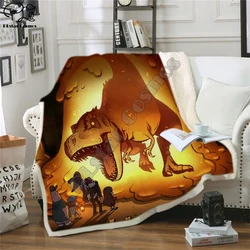 Couverture en coton pelucheux de dinosaure pour enfants, couverture chaude de dessin animé Jurassic pour garçons et filles, pour lits, textile de maison, sortie de literie