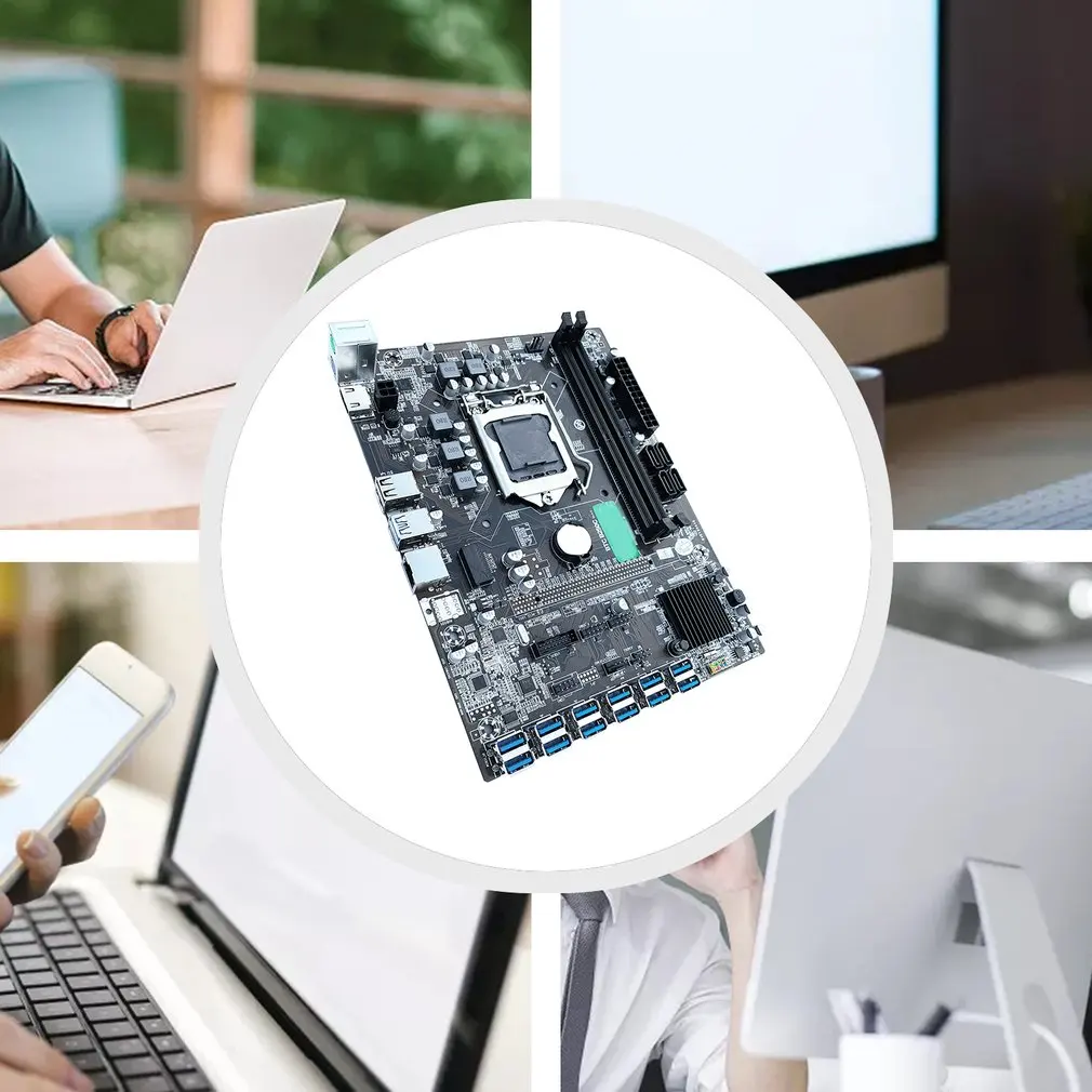 B250 Máy Tính Mainboard 12 Pcie Ra USB3.0 Đồ Họa Khe Cắm 1151 Giao Diện DDR4 Thế Hệ 8P 6P Mainboard