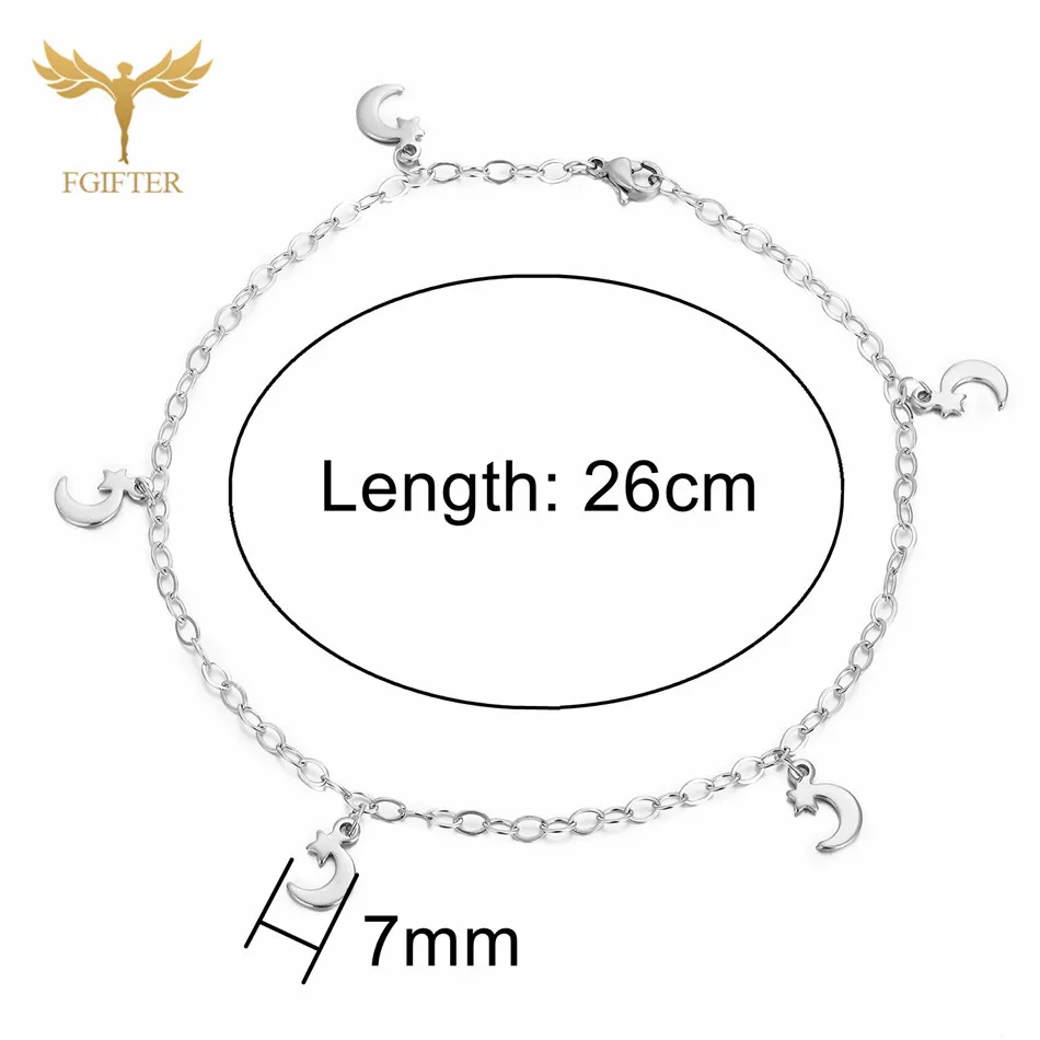 Golden Moon Anklet Mini Pendant Stainless Steel Woman Accessories Seaside Beach Ankle Jewelry Romantic Woman Foot Chain