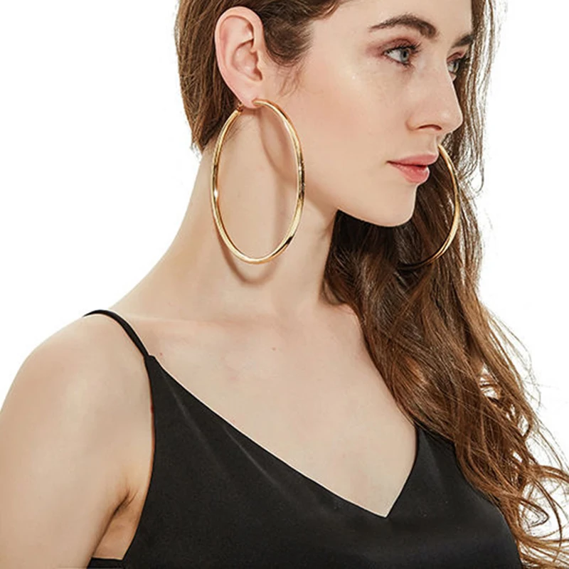 BLIJERY Exaggerated 12CM Super Big Hoop Earrings For Women Basketball Brincos Large Tube Round Circle Loop Earrings Punk Jewelry