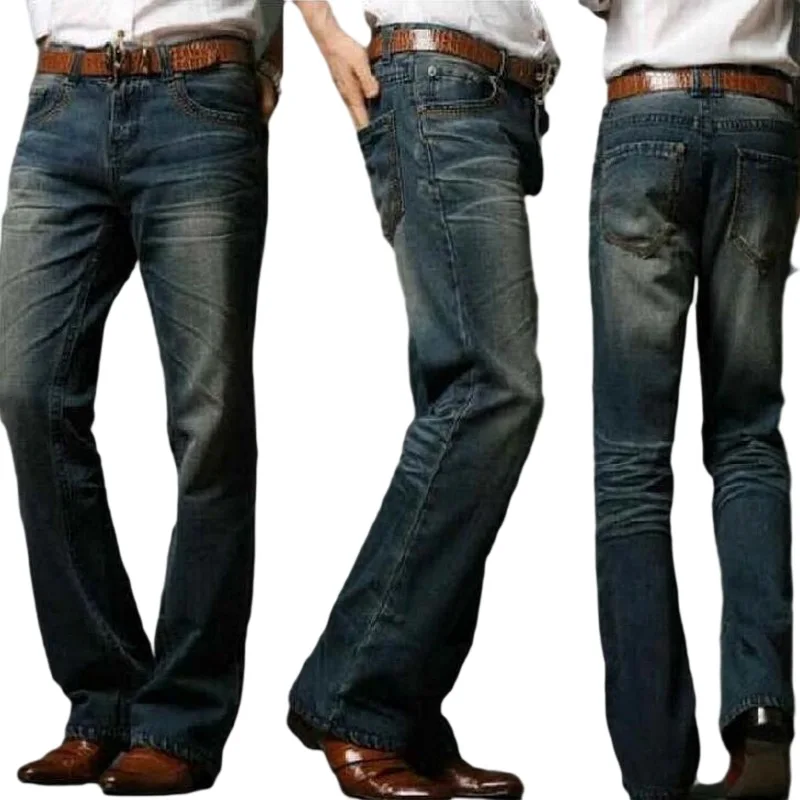 Mens Flared Jeans Boot cut Boot Cut Jeans Men Leg Fit Classic Denim Pants Flare Vintage Jeans Male Straight Pants