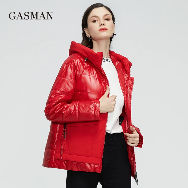 GASMAN New Women\'s spring jackets 2022 Short solid color outwear pocket hooded coat women casual fashion female jacket 81070