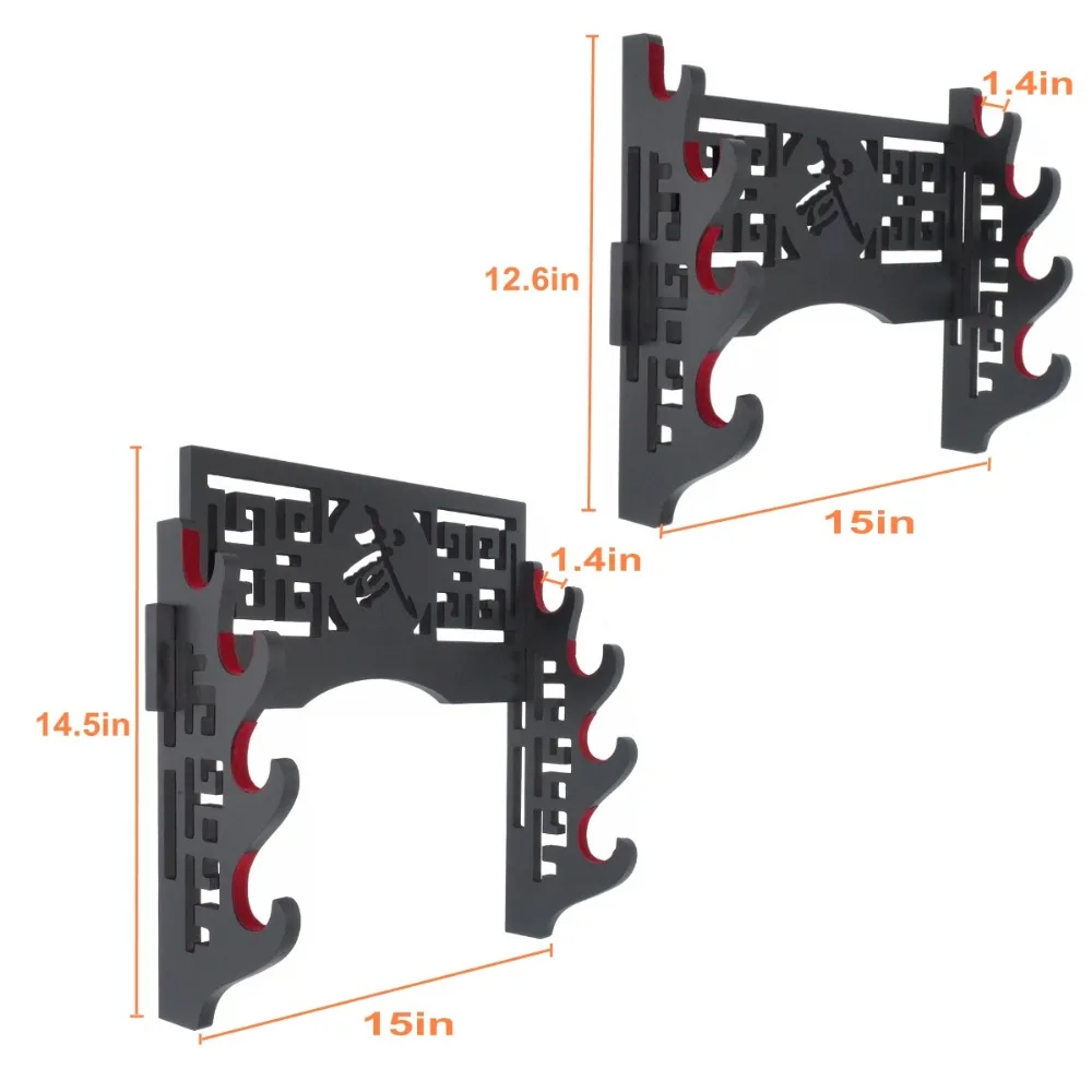 กำมะหยี่ปกป้องดาบ Wall Mount ดาบผู้ถือขาตั้งจอแสดงผล Felt Strips Katana Wakizashi Genji 4ชั้น Bushido