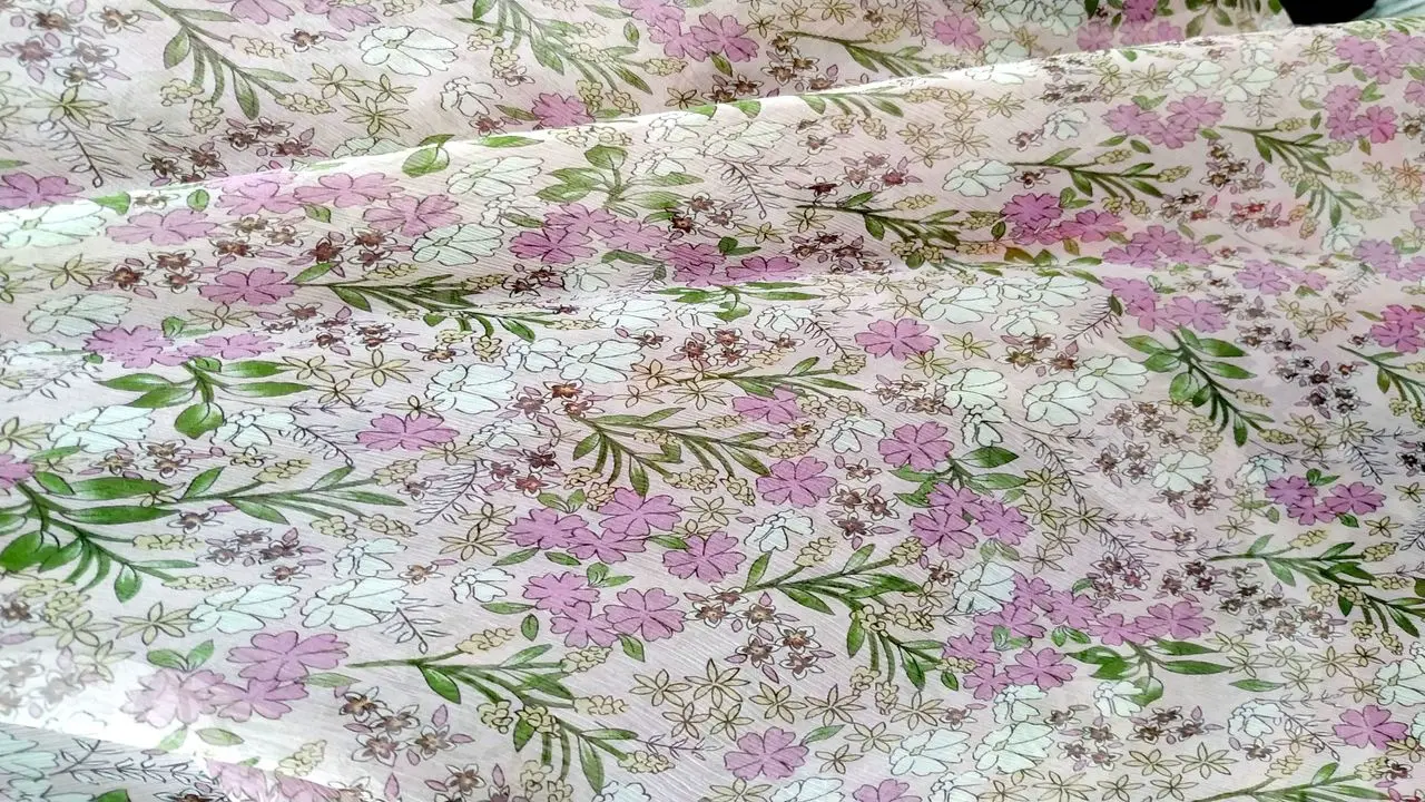 

100% Pure PRINT SILK CHIFFON FABRIC 8mm Width 138cm*3M Silk Chiffon Dress Fabric Natural Silk Fabric For Dress Shirt Pink Yellow