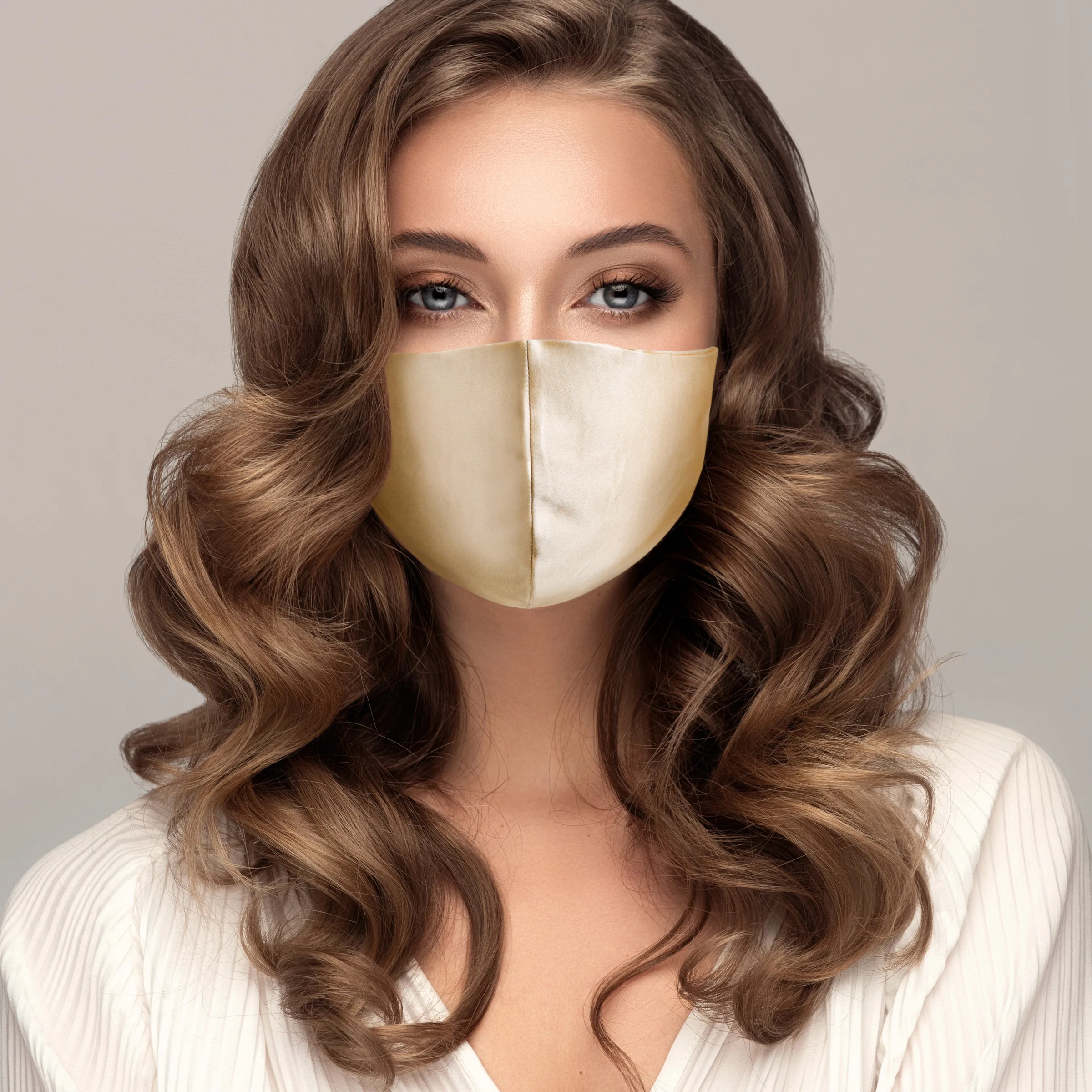 100% Pure Moerbei Zijde Gezicht Masker Vrouw Man Met Filter Pocket Verstelbare Ear Strap Gold Kleur Natuurlijke Herbruikbare Wasbare