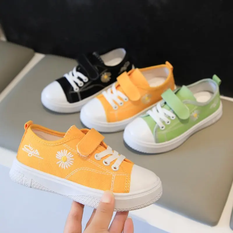 Kids Canvas Shoes Spring Autumn Simple Elegant New Daisy Shoes for Boys and Girls All Match Children Casual Shoes Breathable Hot