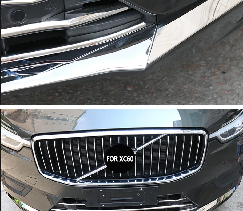Chrom-Dekoration für Volvo XC60 2018 2019 2020 2021 Frontstoßstange Glanzstreifen Netz Frontlippe Antikollisions-Dekorationsaufkleber – Detail 9