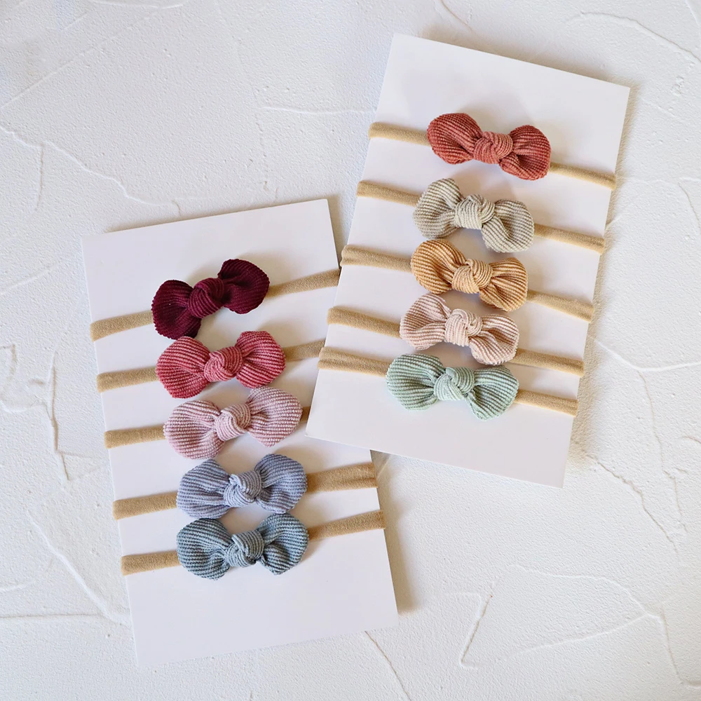 5 pz/set fascia per capelli con fiocco per bambini fasce per capelli in Nylon fasce per capelli in cotone per bambini fascia per capelli morbida per ragazze accessori per capelli appena nati bambino