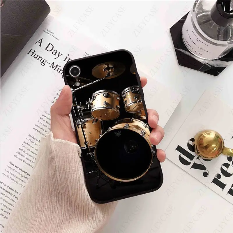 Music lover gift cool drums set piano guitar Phone Case For iphone 15pro 14pro 11pro 12 13pro xs max 7 SE XR 12mini 15plus Coque