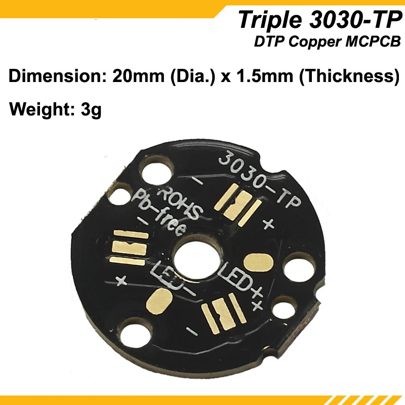 KDLITKER 3030-TP Triple DTP Kupfer MCPCB für Osr 3030 Serie LEDs (2 PCS)