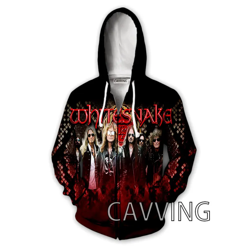 CAVVING 3D Print  WHITESNAKE Band  Zipper Hoodies Zip Up Hooded Sweatshirt Harajuku Hoodie Hip Hop Sweatshirts for Men/women