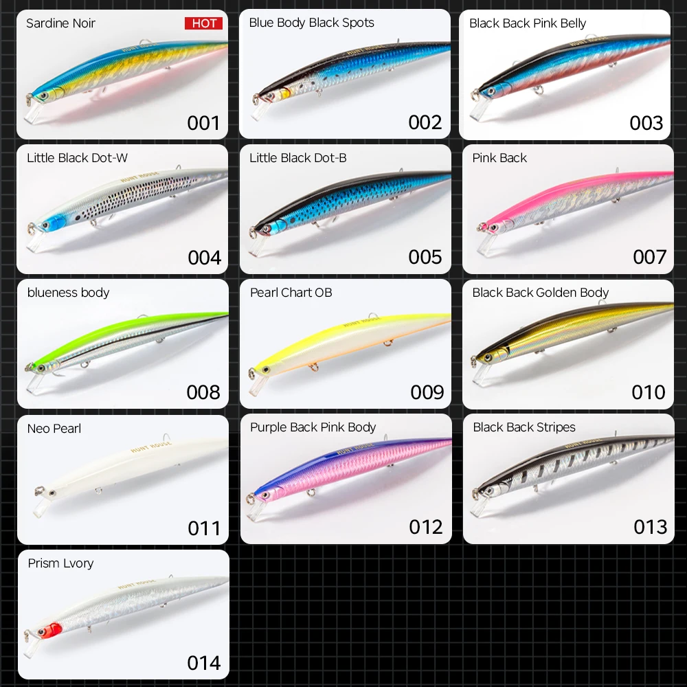 Hunthouse Tide Slim Minnow 175F Floating Lure Hard Bait Sea Fishing 175mm 25g 3D Eyes ABS Plastic For Seabass Pike Pesca Leurre