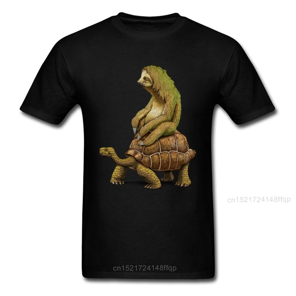 Speed Is Relative T Shirt Men Novelty T-shirt Sloth Rider Turtle Print Tshirt Summer Fall Funny Clothes Leisure Life Tops Tees