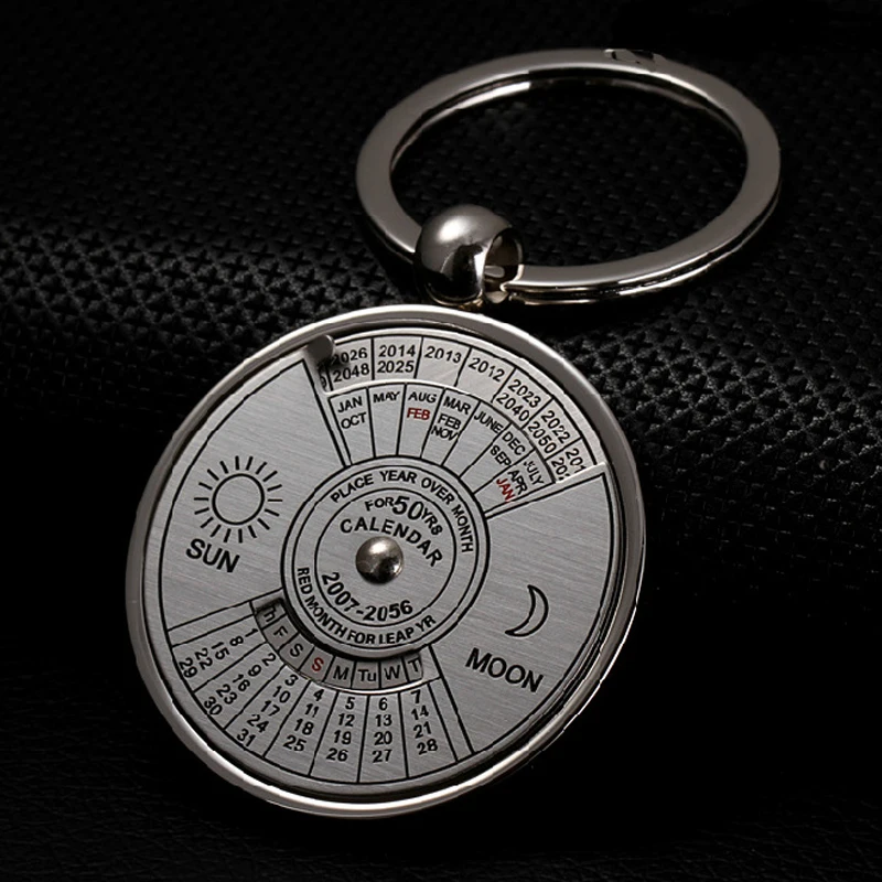 Outdoor Self Defense EDC 50 Years Time Calendário Perpétuo Chaveiro Único Compass Metal KeyChain Presente Camping Caminhadas Primeiros Socorros