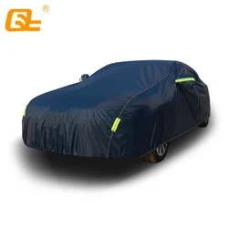 Universal Full Car Cover Dark Blue Outdoor Snow Ice Dust Sun UV Shade Cover Auto Exterior Accessories Fit Suv Sedan Hatchback