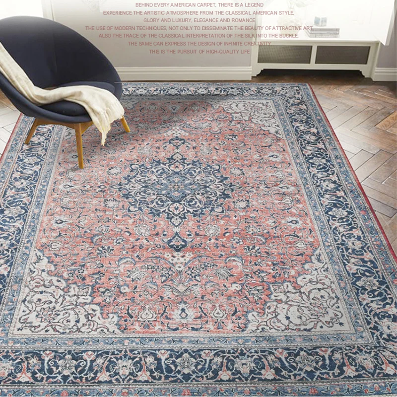 Vintage Persian Carpets for Living Room American Style Rugs for Bedroom Sofa Coffee Table Floor Mat Chenille Meeting Area Rugs