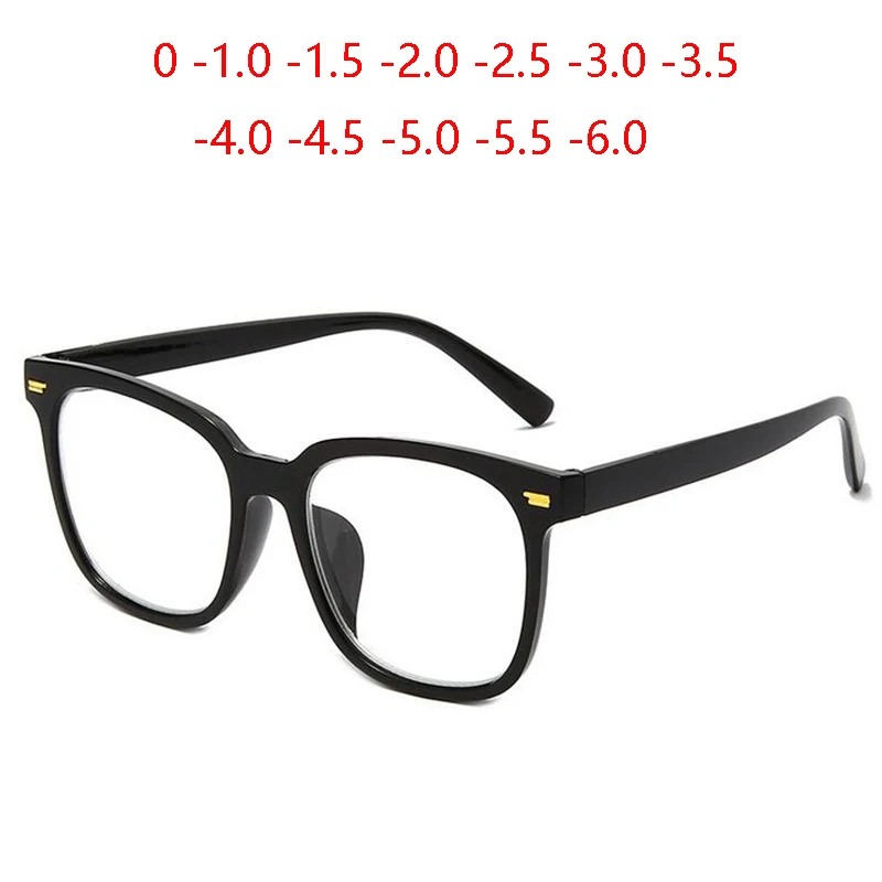 Fashion Big Frame Squre Nearsighted Glasses Women Plastic Lens Student Vintage Myopia Eyeglasses Finished 0 -1.0 -1.5 To -6.0