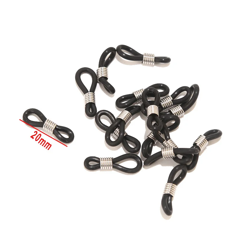 

50pcs Black Ear Hook Rubber Adjustable Eyeglasses Chain Glasses Retainer Ends Rope Sunglasses Cord Holder Strap Loop Connectors