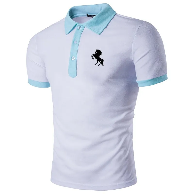 Brand new men\'s fashion casual short sleeve printed polo shirt