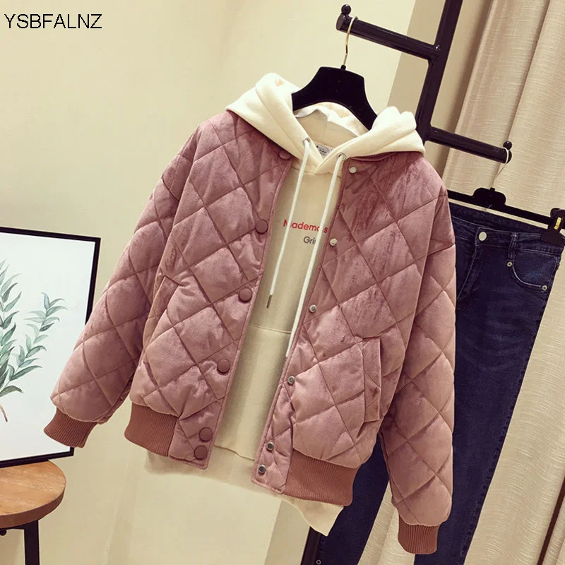 2023 Ropa De Mujer Frühling Herbst Bomber Jacke Frauen Mantel Zipper Langarm Jacke Baumwolle-gepolsterte Rosa Outwears Chaqueta mujer